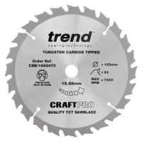 Trend CSB/16524TC Craft Saw Blade 165mmx24tx15.88thin £19.36